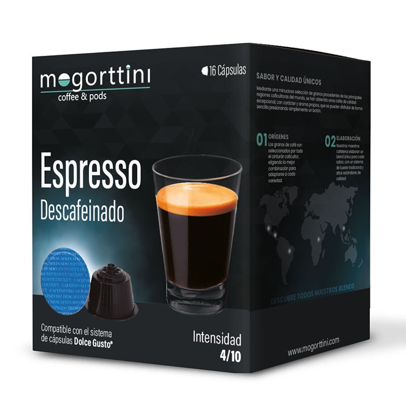 Descafeinado Mogorttini 16 Cápsulas compatibles Dolce Gusto