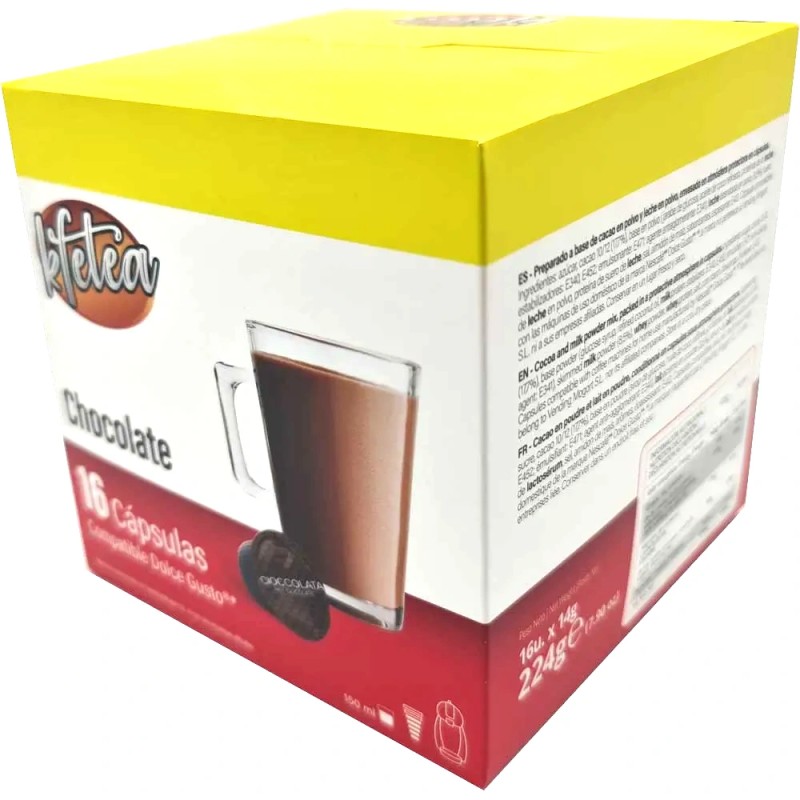 16 Cápsulas de Delicioso Chocolate Kfetea compatibles con Dolce Gusto