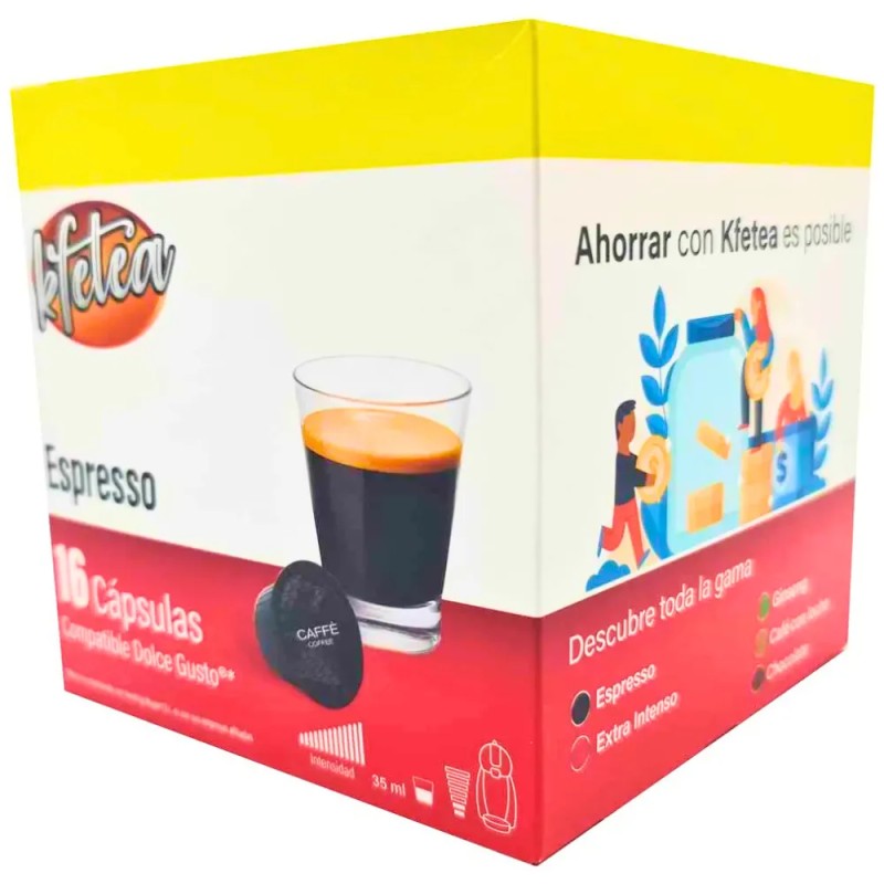 Café Espresso compatibles con Dolce Gusto de Kfetea, 16 cápsulas